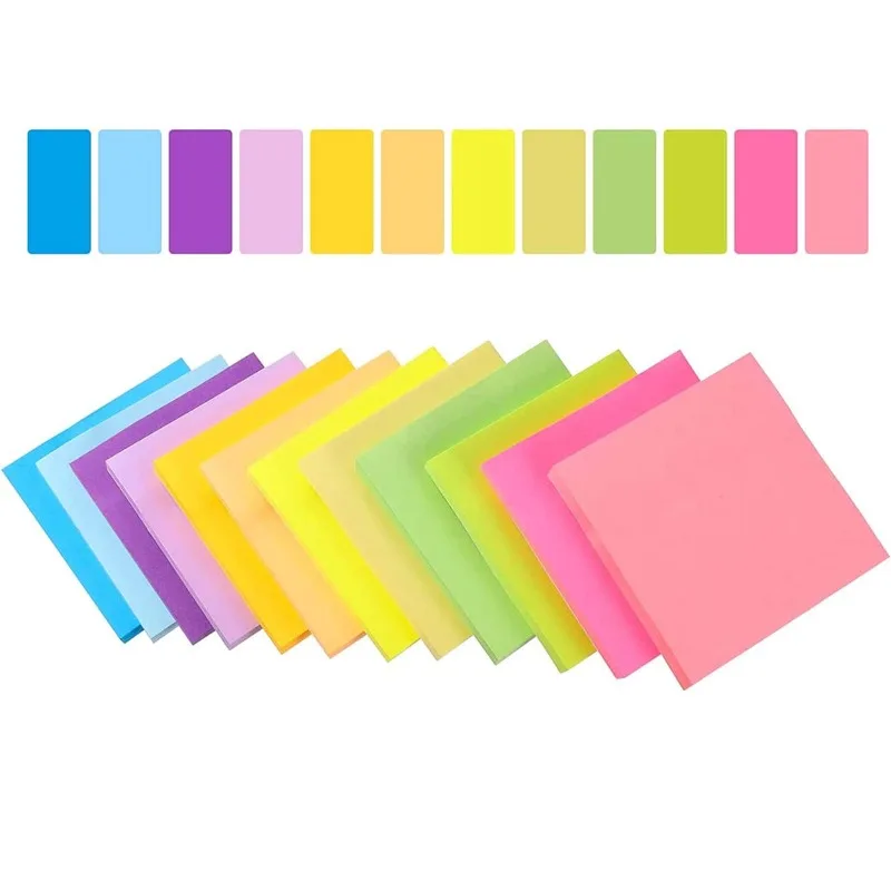 1set/6PCS Self-Stick Pads Bright Colors Sticky Note Sticky Notes Recyclable Easy To Post for Home Office Notebook