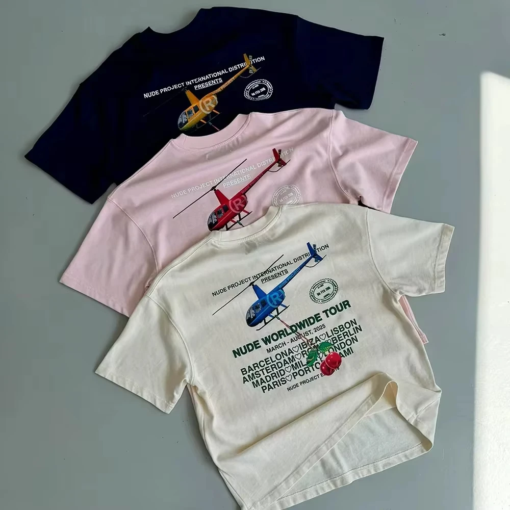 

2025 South America New Trendy Printed Scuffers Men Women Surf Vacation T-shirt Luxury Brands Street Short Sleeves Top