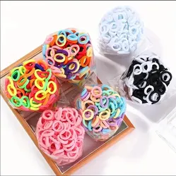 200PCS Girls Colorful Nylon Elastic Hair Bands Children Ponytail Hold Small Hair Tie Rubber Band Scrunchie Kids Hair Accessories