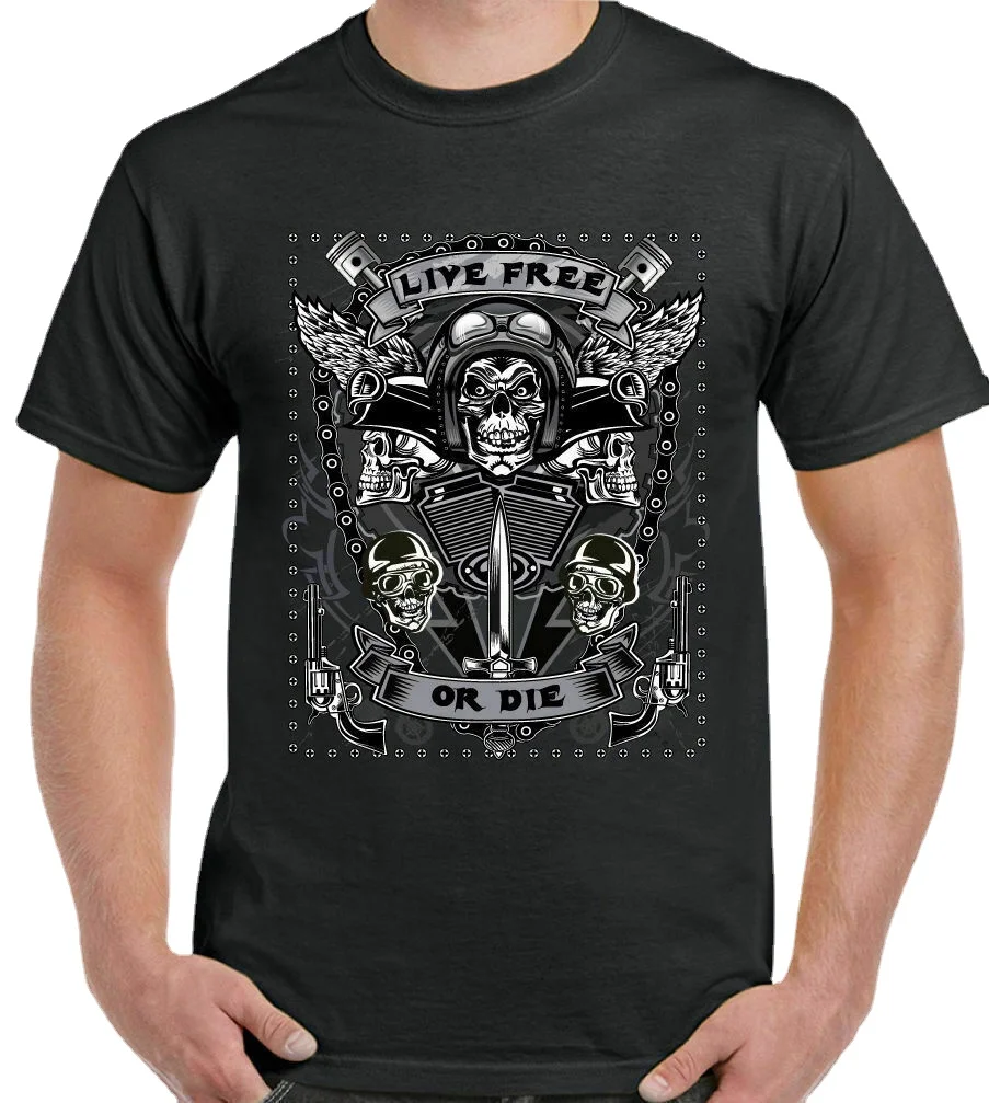 

Live Free or Die. Bike Motorcycle Fashion Biker Rider Gift T-Shirt. Summer Cotton Short Sleeve O-Neck Mens T Shirt New S-3XL