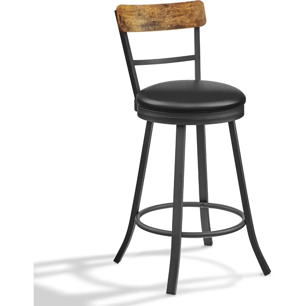 

Swivel Bar Stool Counter Height, 25.8 Inch Barstool Chair with Back, Upholstered Cushioned Seat and Footrest, Easy Assembly