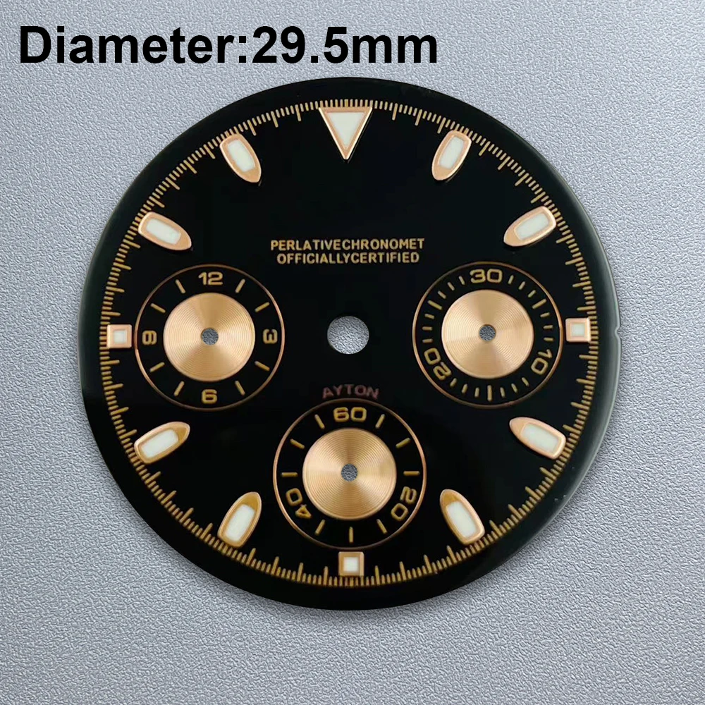 29.5mm S Logo DTN Panda Dial Suitable For VK63 Movement C3 Green Luminou Watch Modification Accessories Diver 150 Windows