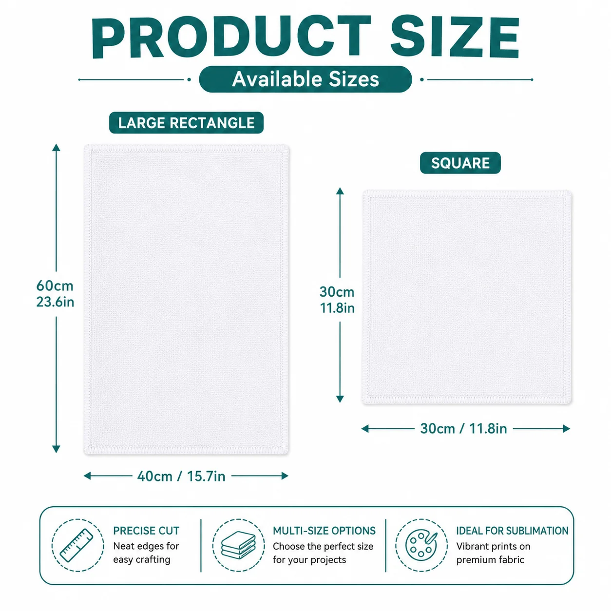6Pcs White Towel Blanks, Microfiber Transfer Towels, 30 x 30cm or 40 x 60cm, Cleaning Cloths for Kitchen, Bathroom & DIY Crafts