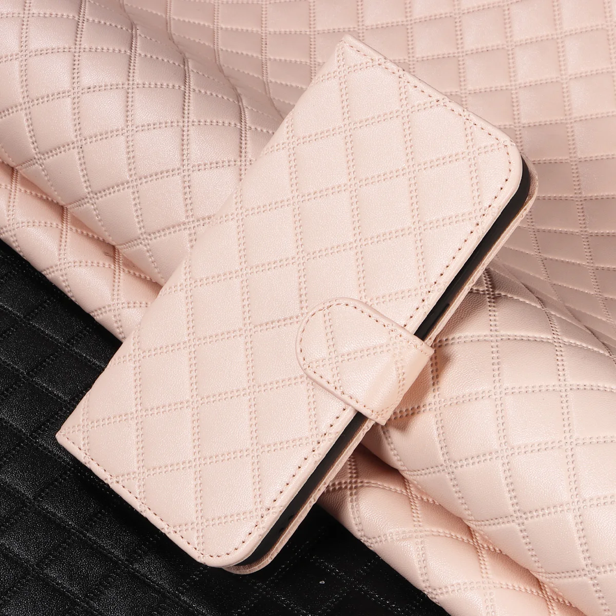 Faux Leather Phone Case for Samsung GalaxyZ Fold 3 Z Fold 4 Z Fold 5 Z Fold 6 Magnetic Bracket Shockproof Stylish Plaid Cover view 2