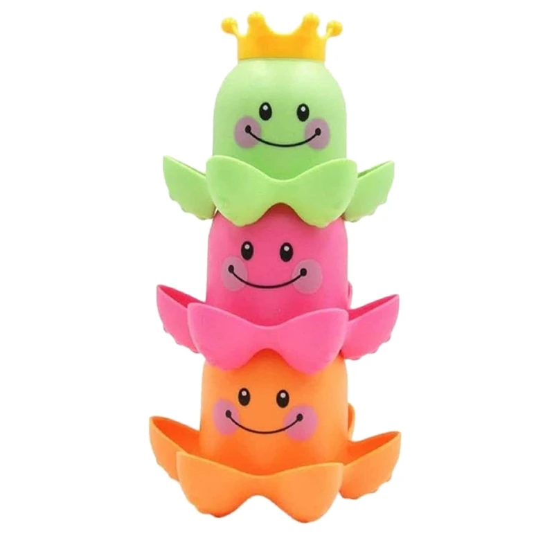 HOT-Ocean Octopus Stacking Cups Baby Bath Toys Sea Animal Baby Bathing Shower Bathroom Taste Game For Infant And Kids