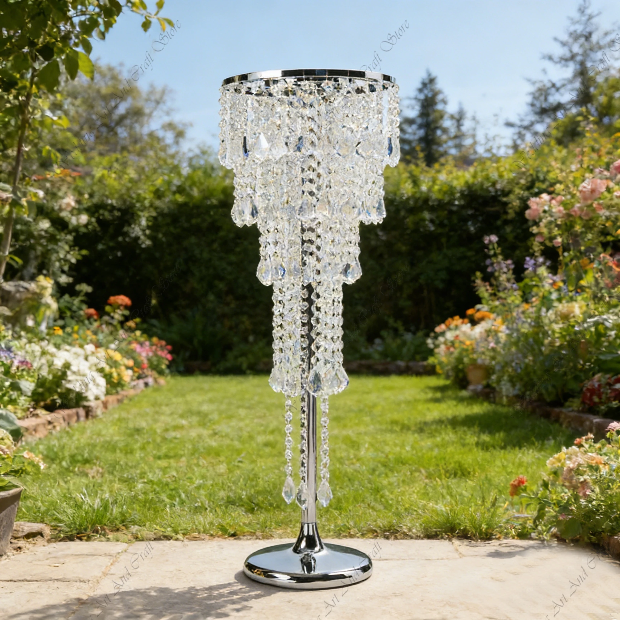 

8pcs f30 80-120cm Iron Flower Stand Crystal Road Guide Welcome Octagonal Bead Chain Style Banquet Main Table Centerpiece iy620