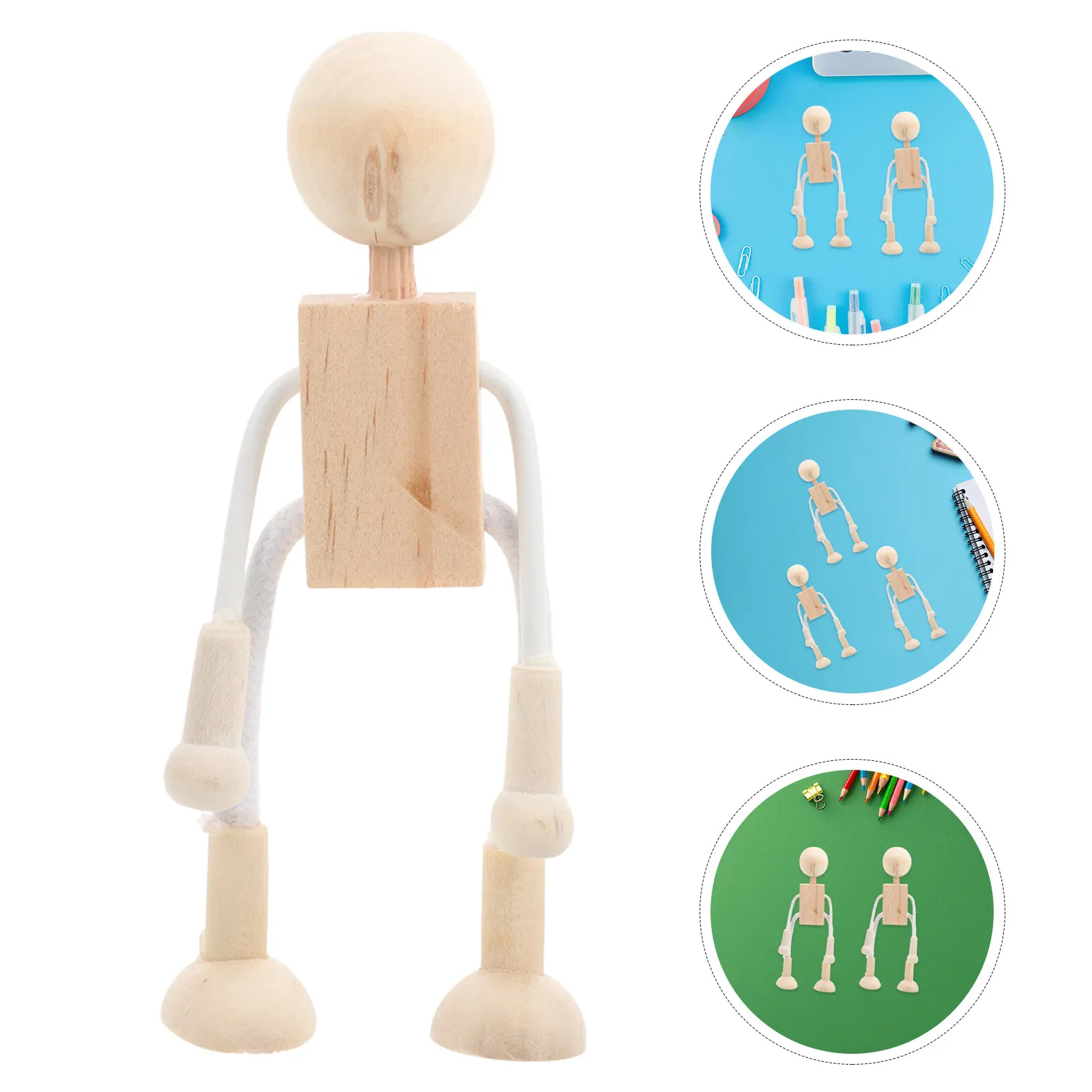 9Pcs Wooden Peg Figures Unfinished Wooden People Robot Blank Bodies for Painting DIY Craft Projects Christmas Ornaments