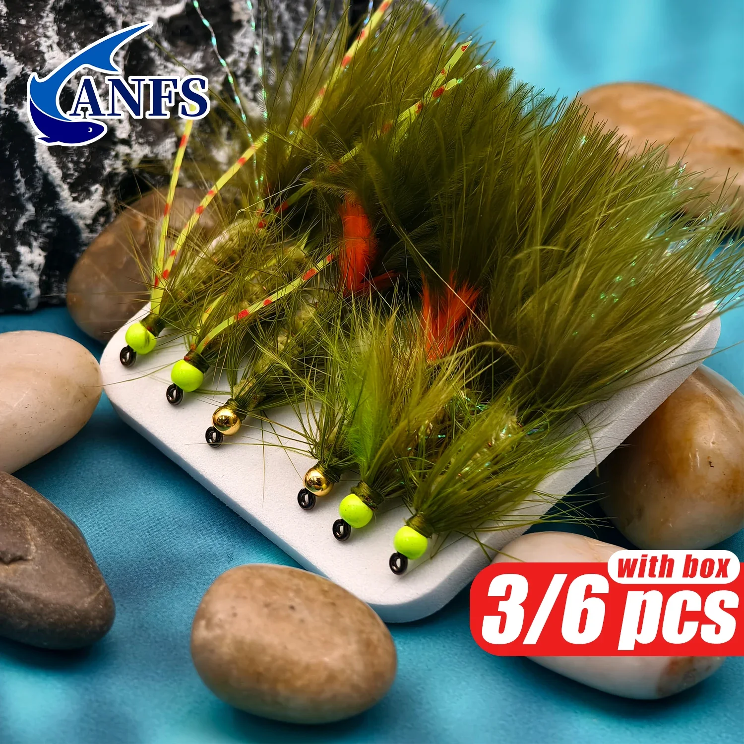 ANFS Assorted Woolly Bugger,Olive Streamers Wet Fly For Trout, Salmon,Pike & Bass Fishing - Fly Fishing Lures of 3pcs /6pcs