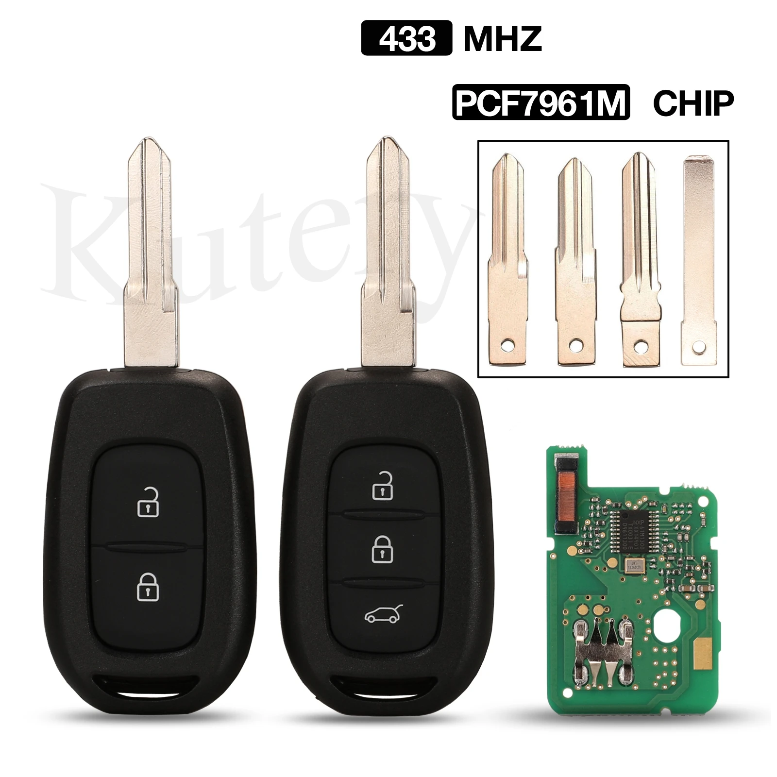 jingyuqin 2/3B Remote Car Key 433MHZ PCF7961M For Renault Symbol Trafic Clio4 Dacia Logan Lodgy Dokker Duster Sandero Master3