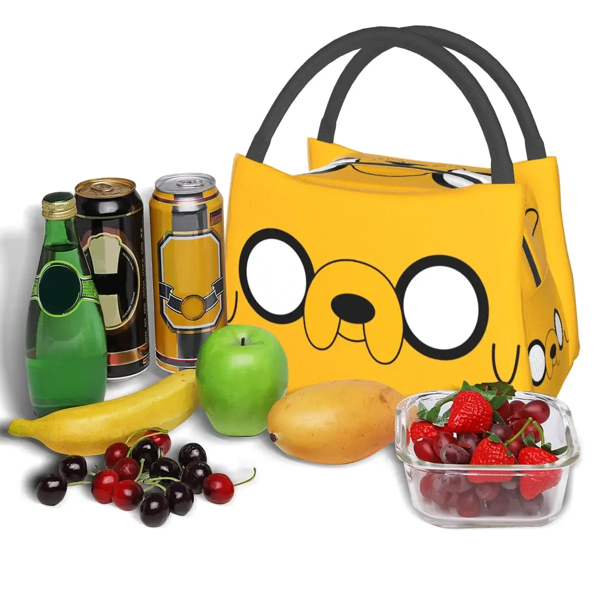 Adventure Time Jake's Eyes Lunch Bags Insulated Bento Box Portable Lunch Tote Picnic Bags Cooler Thermal Bag for Woman Travel