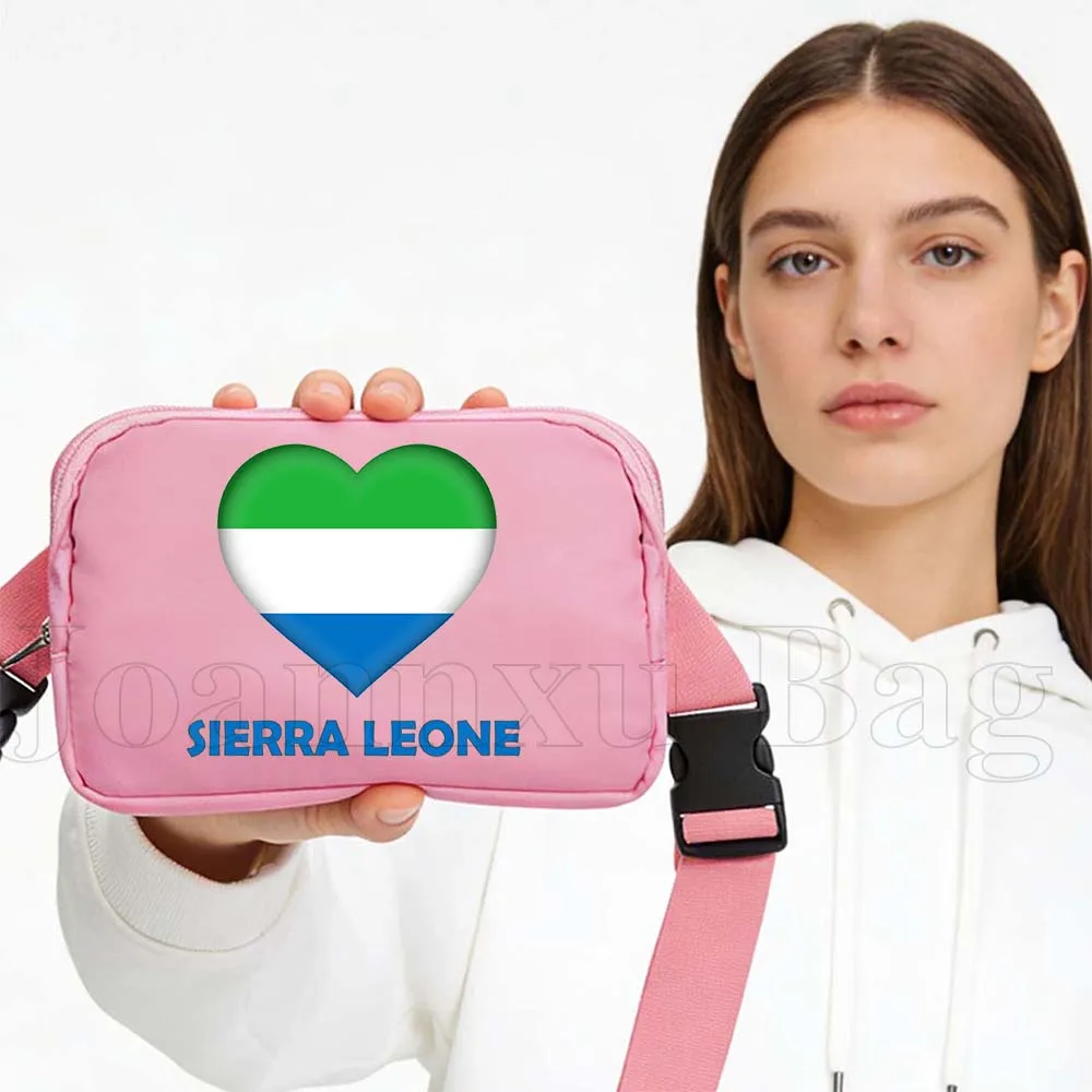 

Sierra Leone Heart Flag Fanny Pack Sport Workout Traveling Running Large Crossbody Casual Wallet Pouch Chest Waist Phone Bags