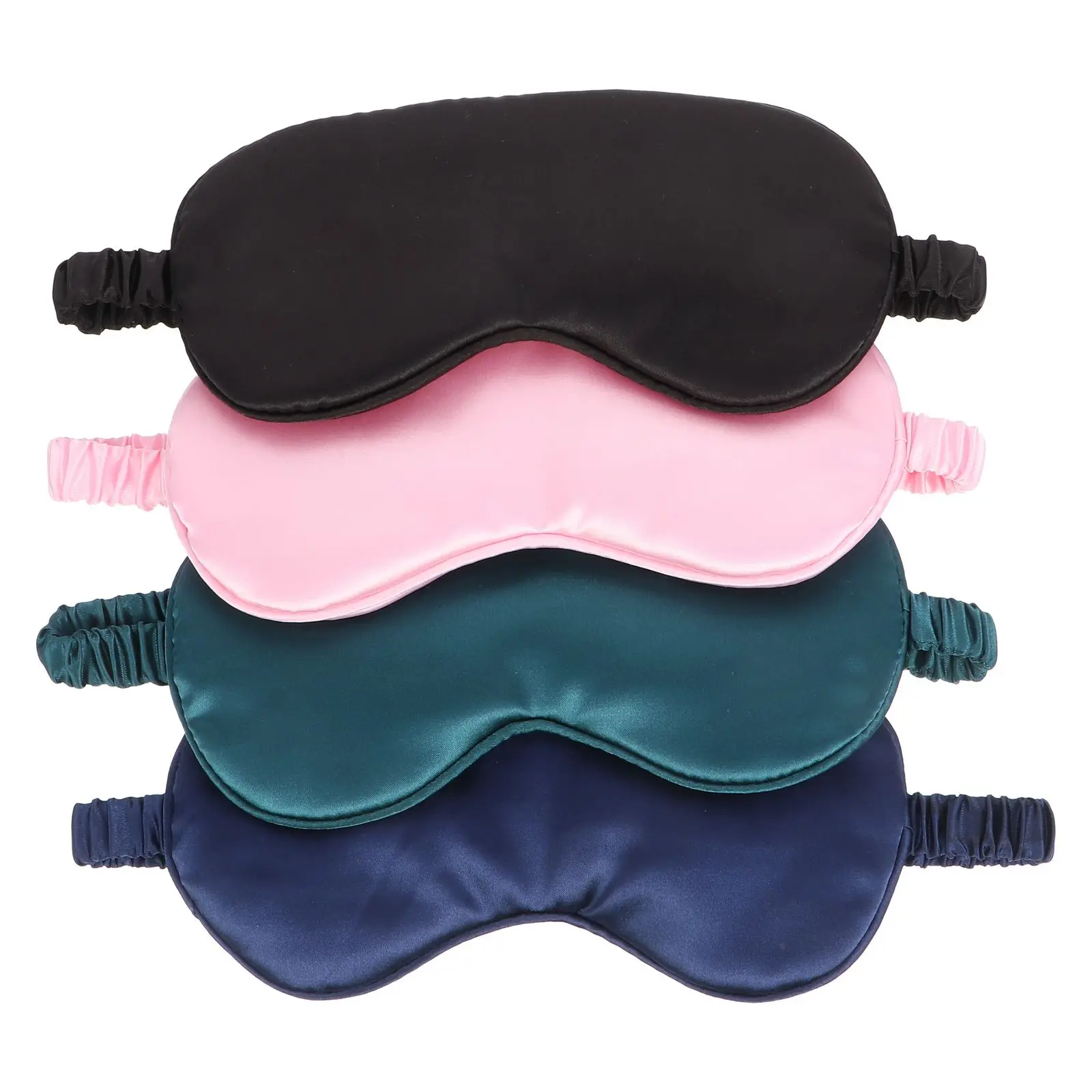 

4pcs Sleep Mask Silk Eye Cover Elastic Band Nap Blindfold Girls Sleeping Eyeshade Travel Home Hotel Protective Goggles Stress