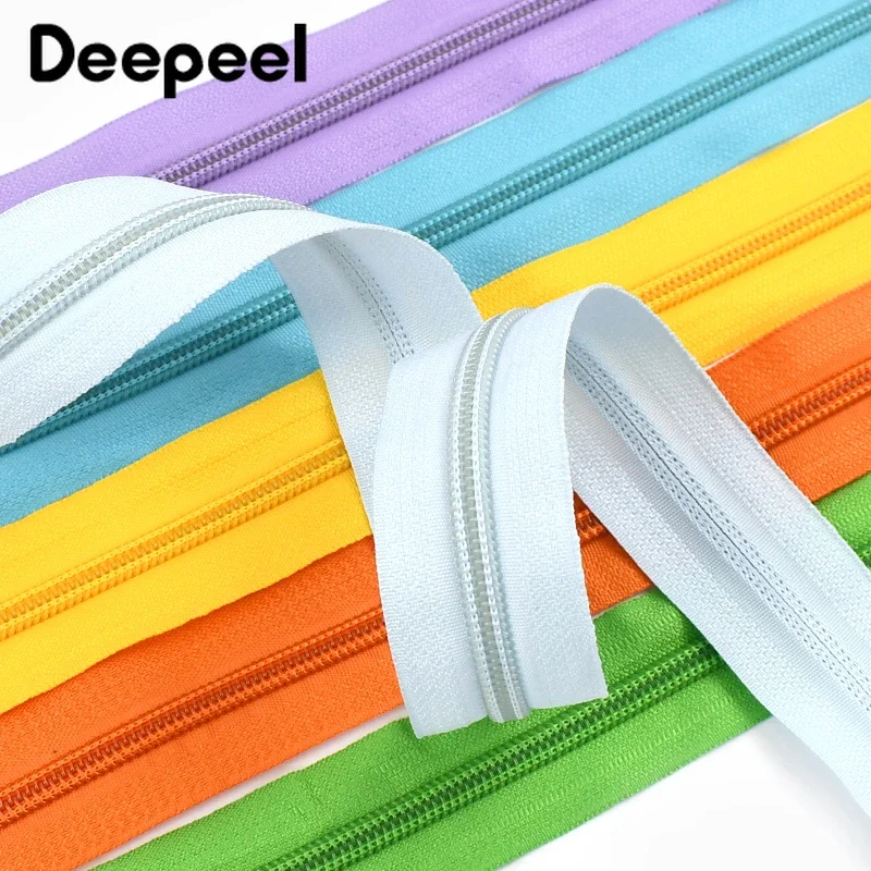 3/5/10Meters 3# 5# Nylon Zipper with Zips Pull Sliders for Bags Garment Decor Zippers Closure Repair Kit DIY Sewing Accessories