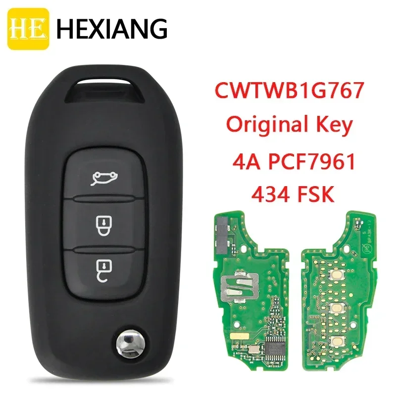 

HE Xiang Car Remote Key For Renault Megane 3 4 Dacia Duster Kadjar Captur Symbol 4A PCF7961M 434FSK Origianl Factory Flip