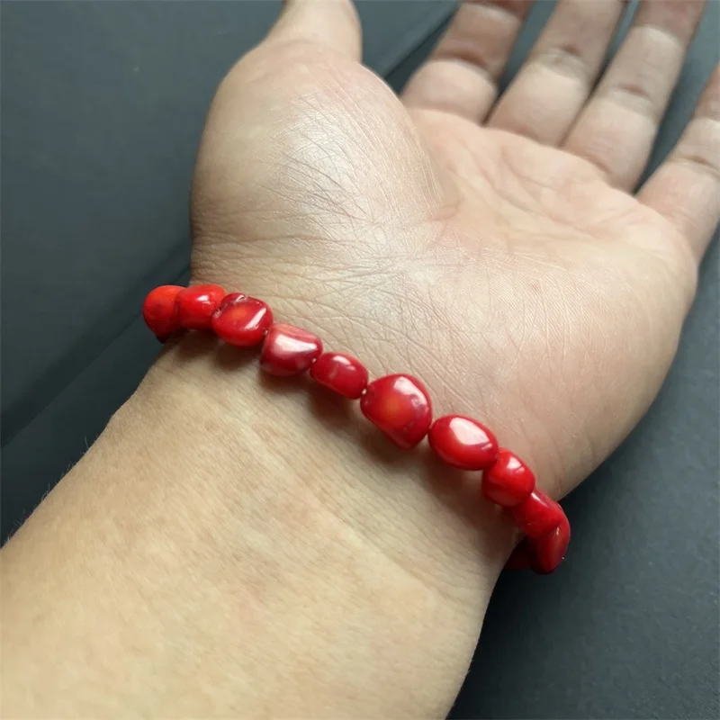 Hot Sale Irregular Nugget Red Coral Bracelet Genuine Natural Stone Exquisite Gemstone Friendship Lovers Fashion Jewelry Gift