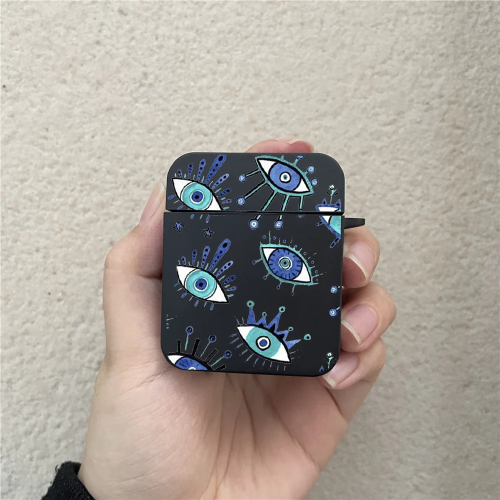 Funny Turkish Lucky Blue Evil Eye Case for AirPods Pro 3 2 1 Cute Square Wireless Bluetooth Earphone Box Cover