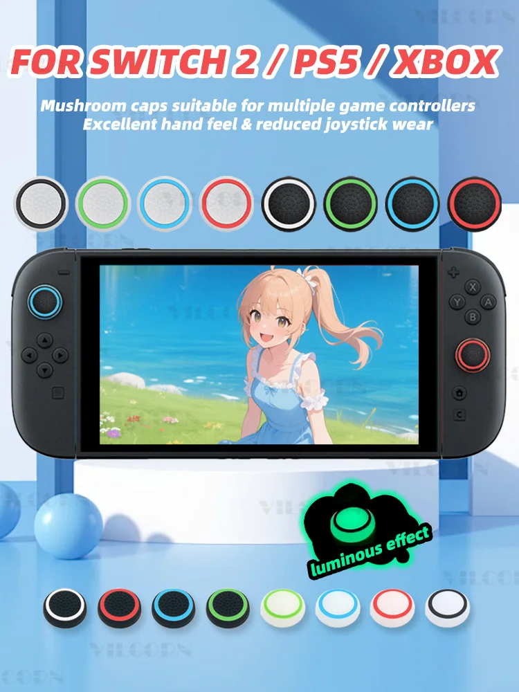 Capuchons de poignée pour Joystick analogique, 4 pièces, pour Switch 2, capuchon Joycon, en caoutchouc de Silicone, protecteurs pour PS5, PS4, XBOX