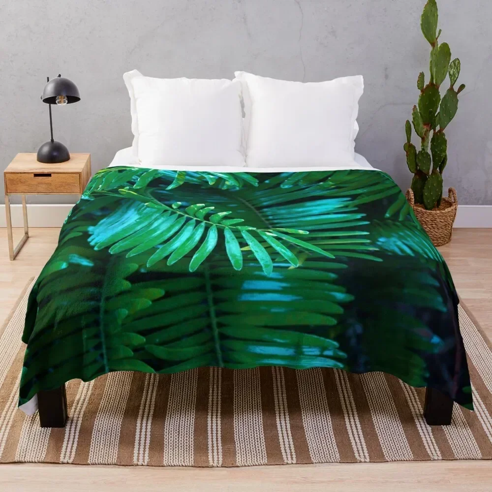 

Green Palm Leaves Throw Blanket funny gift Sofa Quilt Blankets