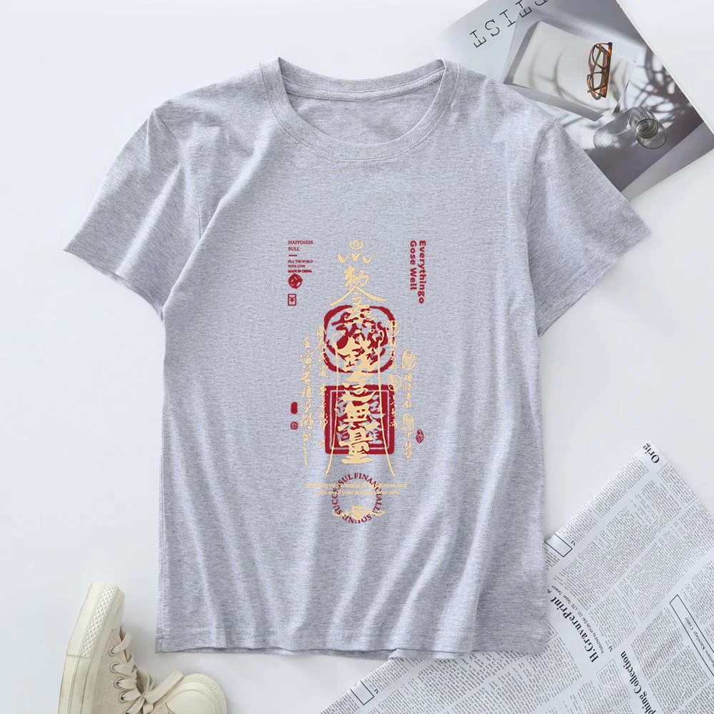 JFUNCY 2024 kadın T-Shirt Harajuku ay baskılı grafik T shirt kadın kısa kollu yaz kadın pamuk Tee kadın Tshirt Tops