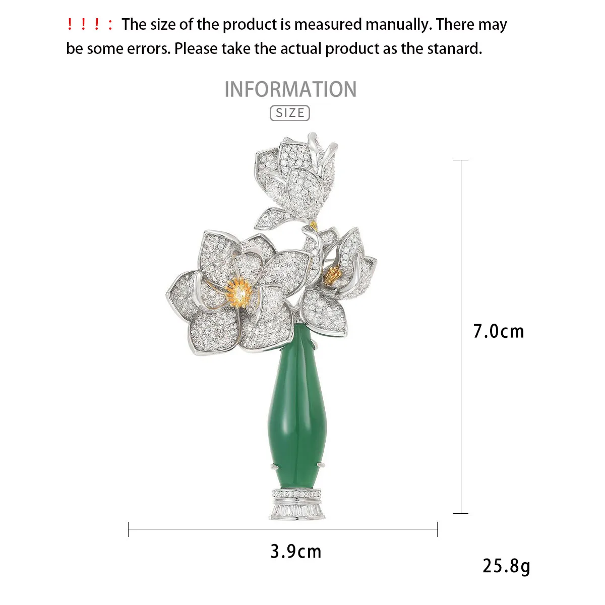 Light Luxury High-end Chinese Style Magnolia Flower Green Chalcedony Vase Brooch for Women Elegant Design Corsage Pin Accessory