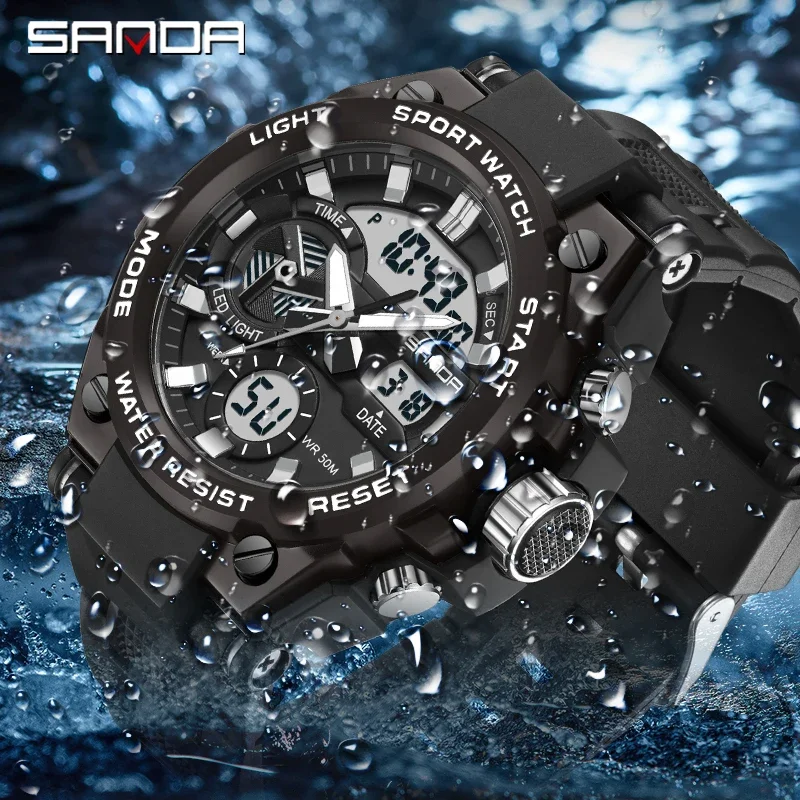 

Waterproof Electronic Watch Digital Wristwatches SANDA 3311 Male Student Youth Fashion Trend Military Multifunctional Nightlight