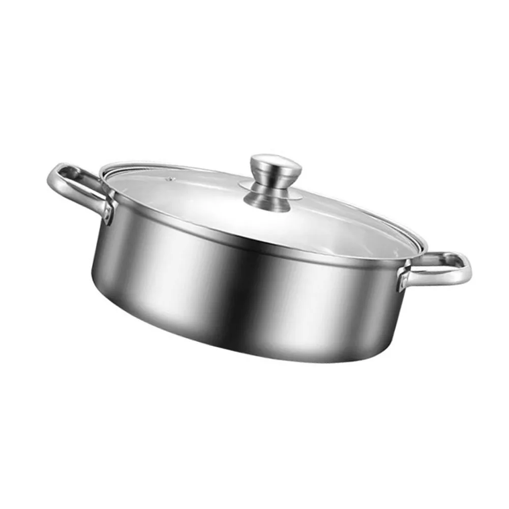 Stainless Steel Hotpot with Internal Partition for Two Broths at Once Designed for Induction and Gas Stove Operation