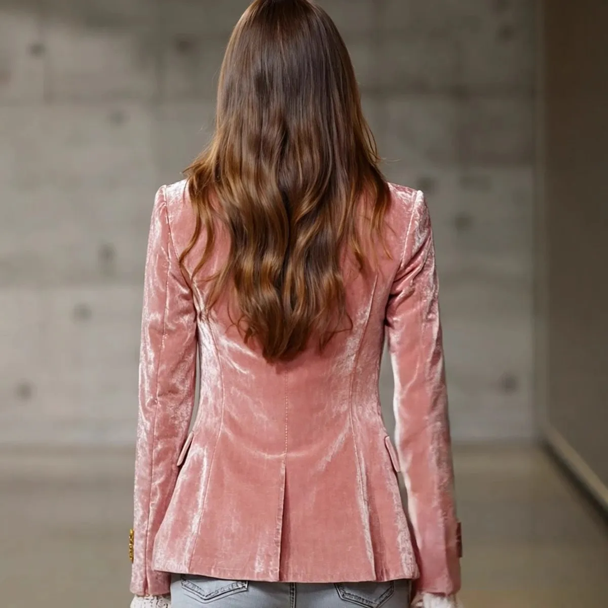 Long Sleeve Turn Down Collar Coat with Irregular Cut Edgy Street European and American Style Regular Sleeve Autumn Women Suit