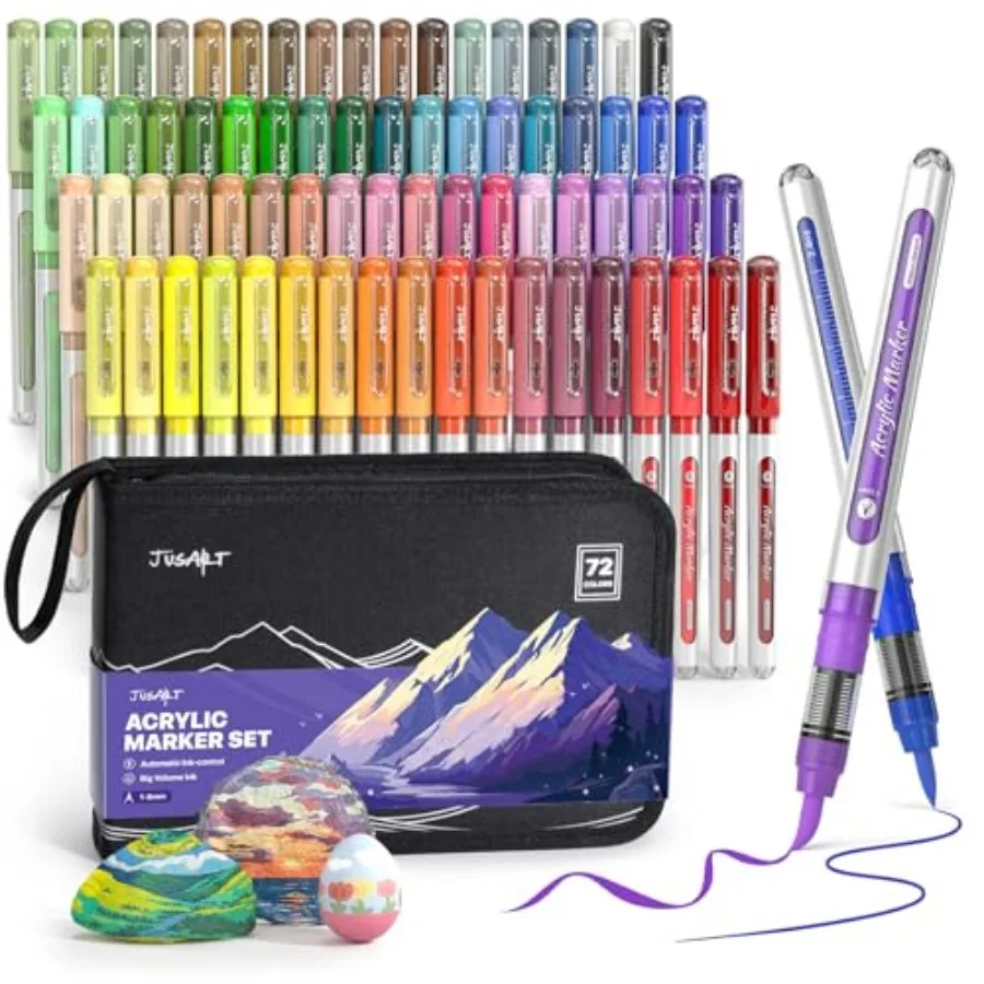 

Акриловые маркеры с водостойкими чернилами, не размазываются, с автоматическим контролем подачи чернил, водонепроницаемые, с кистевым наконечником, в холщовой сумке