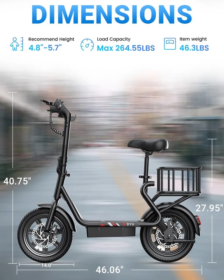 DYU C4 14 inch Folding Electric Scooter Mini E-Bike 500W Peak 20MPH 280Wh Battery Compact City Commuter E-Scooter Style UL2849 image 8