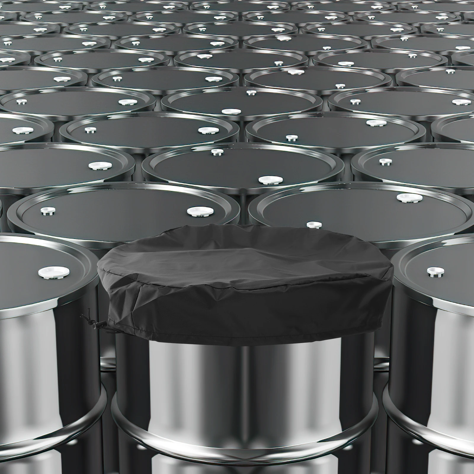 

Sealable Bucket Cover Durable Oxford Cloth Protective Lid Rainproof Snowproof Patio Outdoor Storage Barrel Cover for 55 Gallon