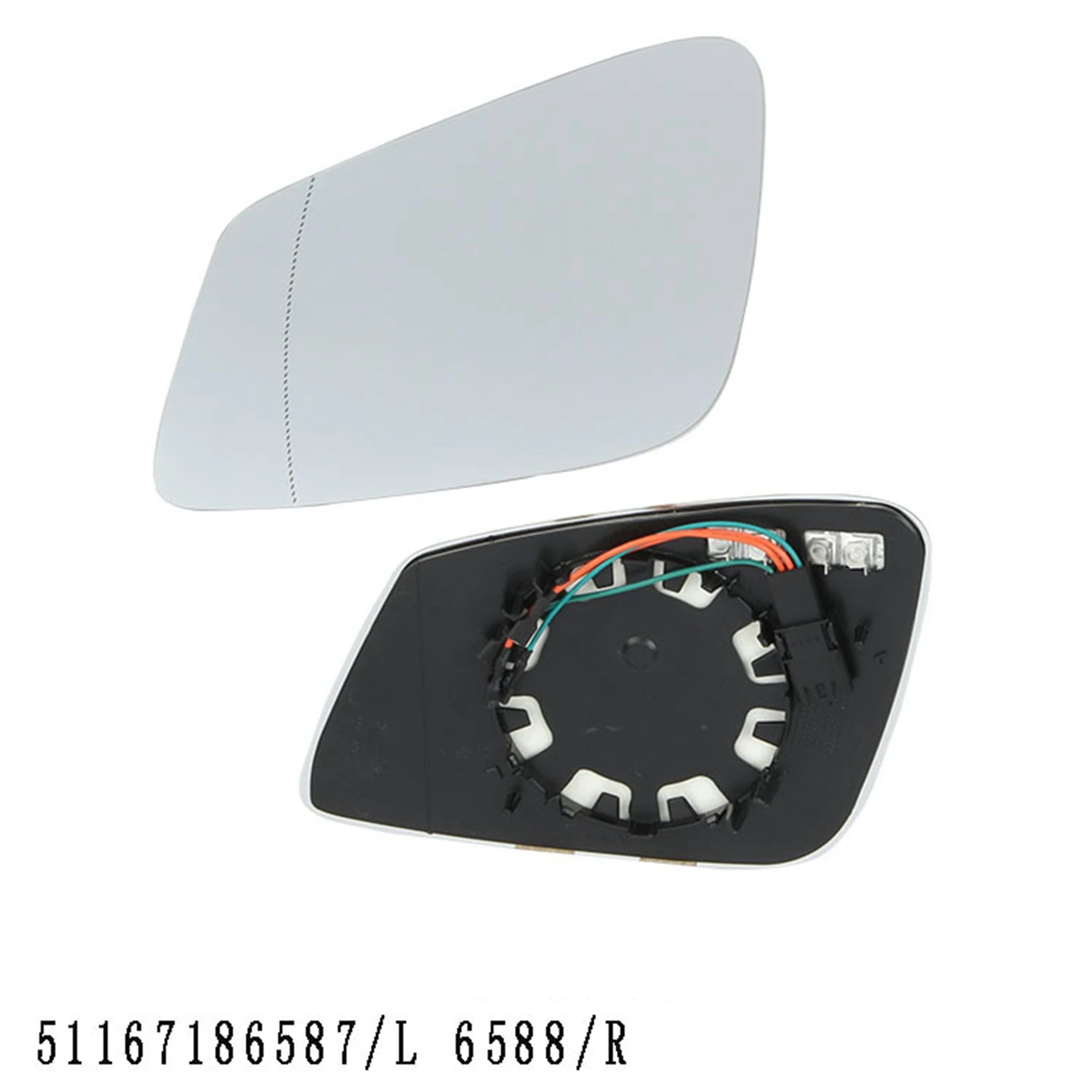 Car Rear View Mirror Glass Lens with Wire 4 Pins Left Right Heated for -BMW E60 F06 F01 51167186587