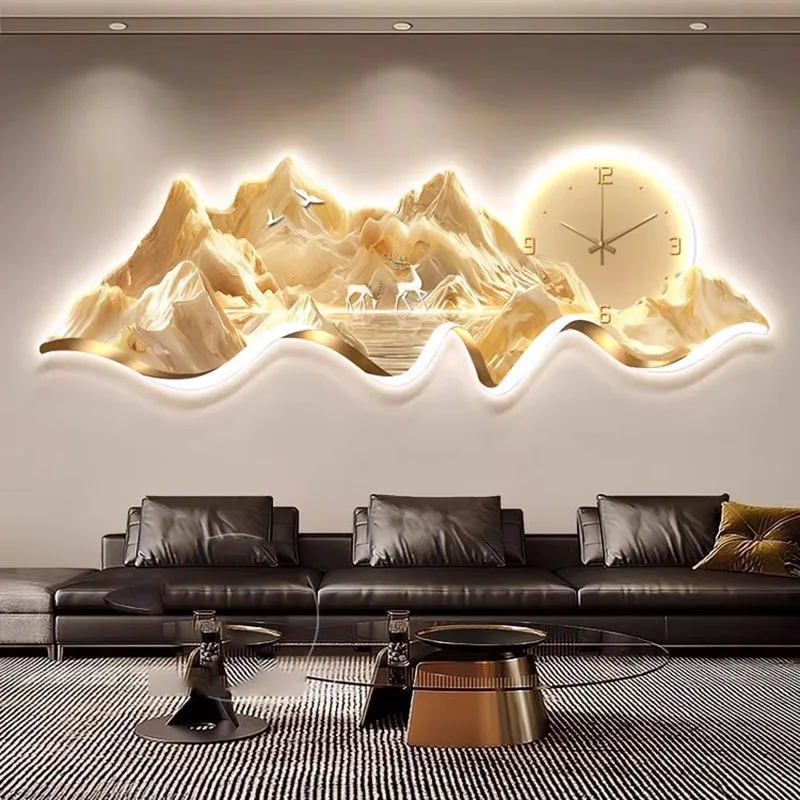 

Creative Design Wall Clocks Living Room Art Mural Led Aesthetic Chinese Style Chinese Style Nordic Reloj Pared Home Decoration