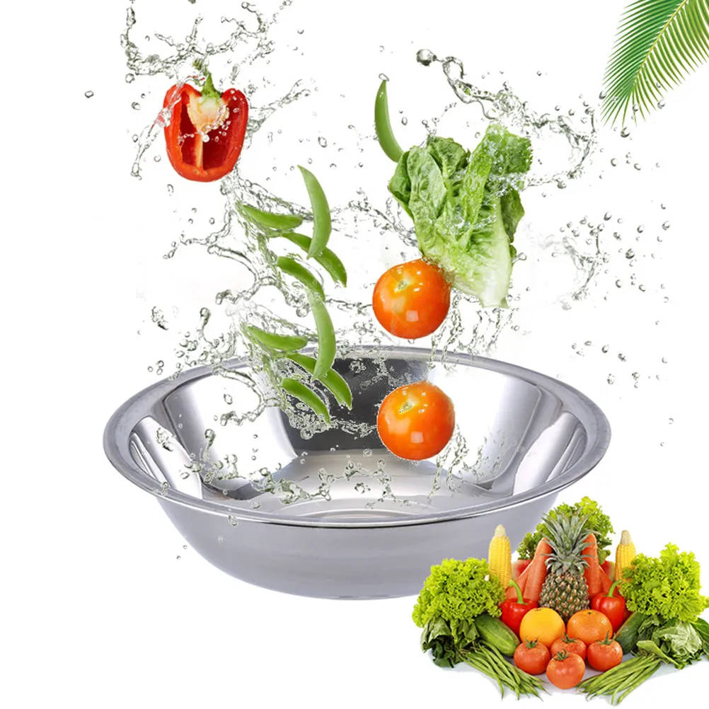 

1Pcs Thickened Stainless Steel Mixing Bowl Flat Base Kitchen Seasoning Food Holding Soup Bowl Professional Quality for Cooking