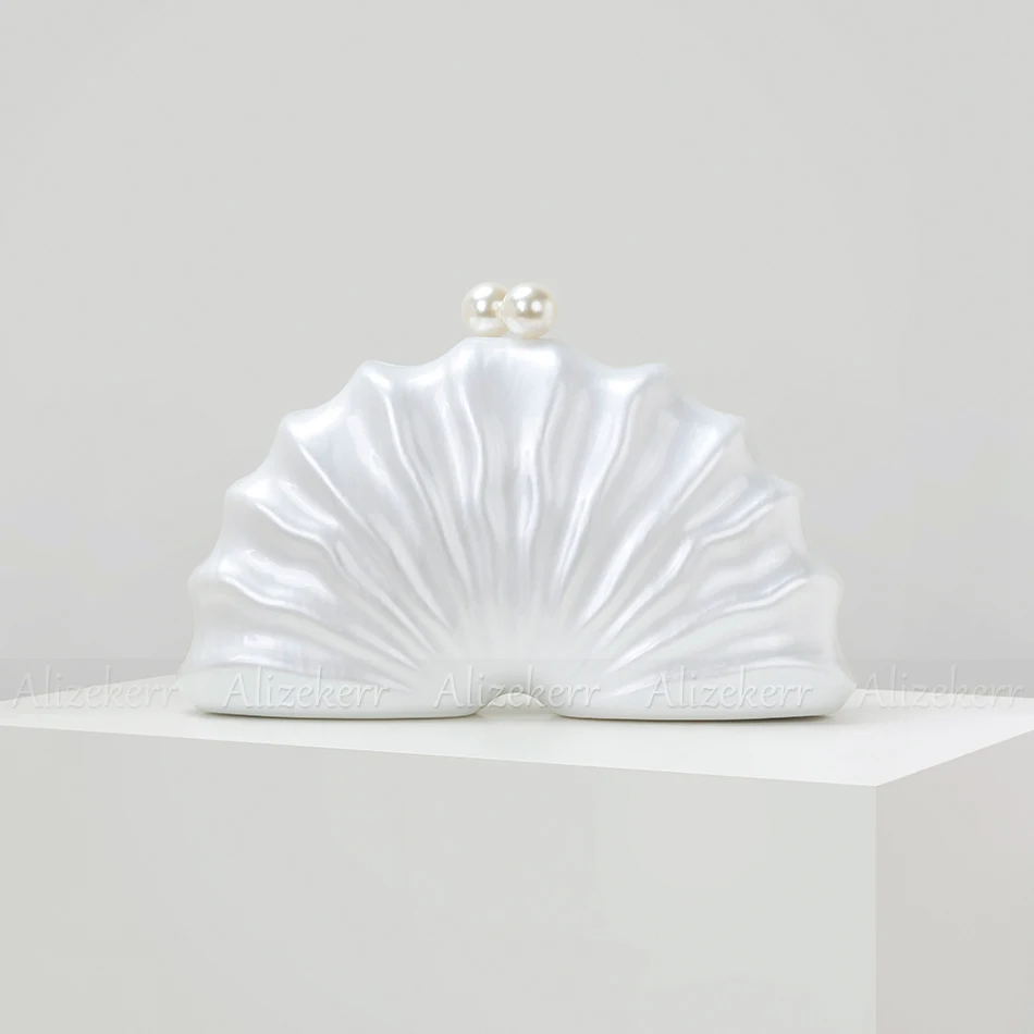 Alizekerr Half Round Acrylic Evening Bags Women Classy Unique Wave-like Shaped Shell Clutch Purses And Handbags Wedding Party