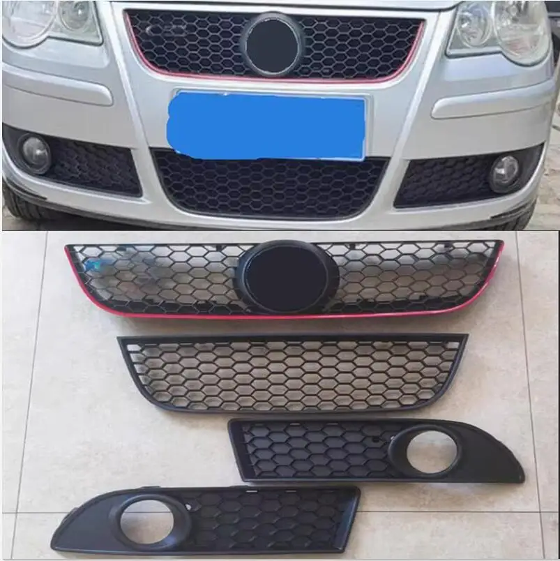 ABS Material Car Front Lower Bumper Grille Fog Light Cover For Polo MK4 9N3 2005-2009 Facelift Car Grilles