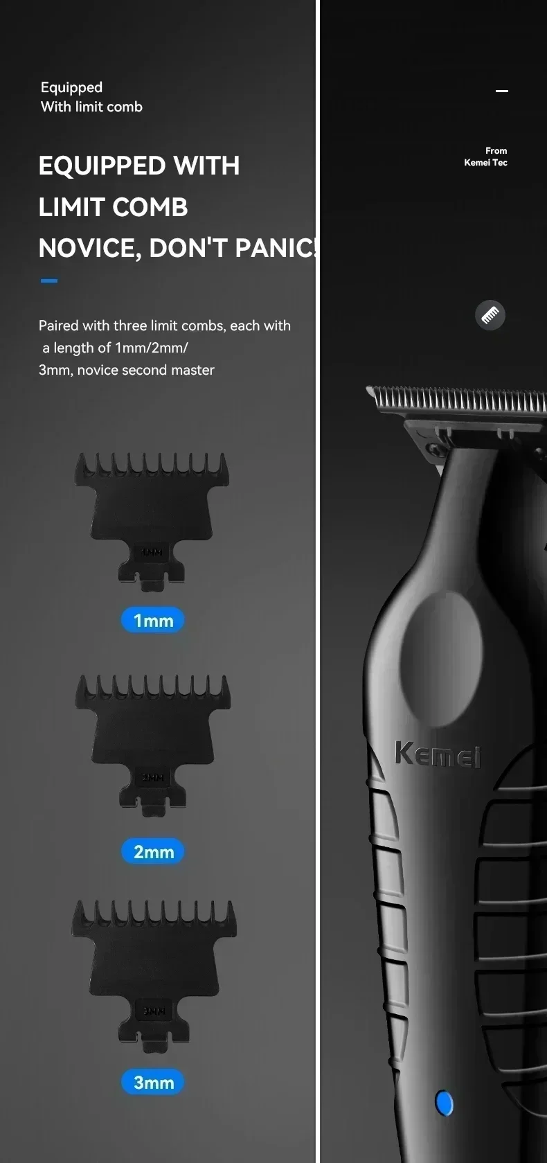 Kemei KM-2296 KM-2299 KM-T95 Professionelles Haarschneidemaschinen-Set oder Klingenrasierer, männliche Haarschneidemaschine, Trimmermaschine für Herren – Detail 10