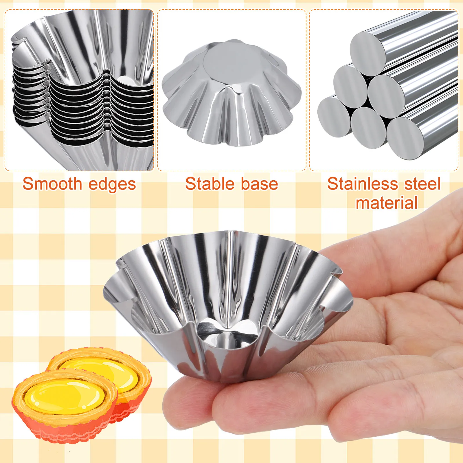 

12Pcs Baking Mold Reusable Cupcake Muffin Mold Delicate Stainless Steel Useful Tart Pans Flower cake Baking Cup Mold for Kitchen
