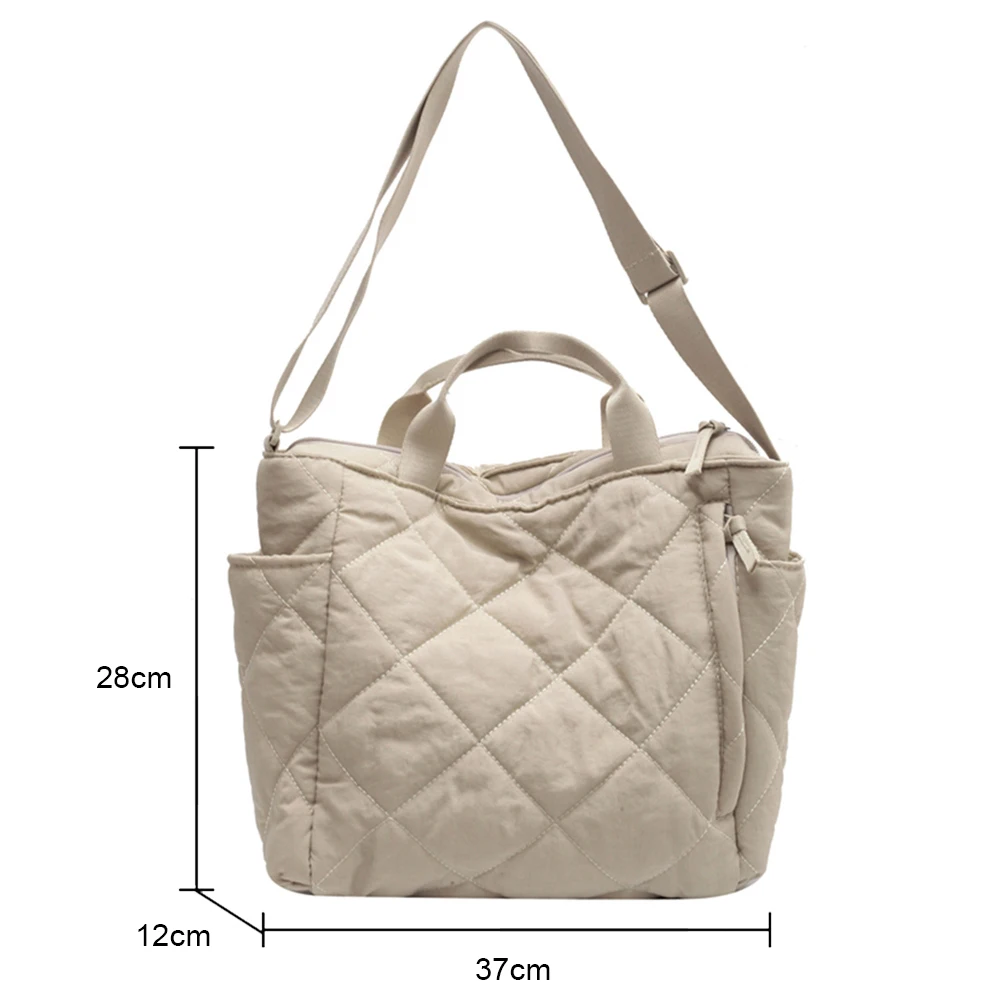 Large capacity Tote Bags for Women Nylon Fabric Diamond Shoulder Bags Quilted Padded Ladies Shopping Bags Winter Cotton Handbags