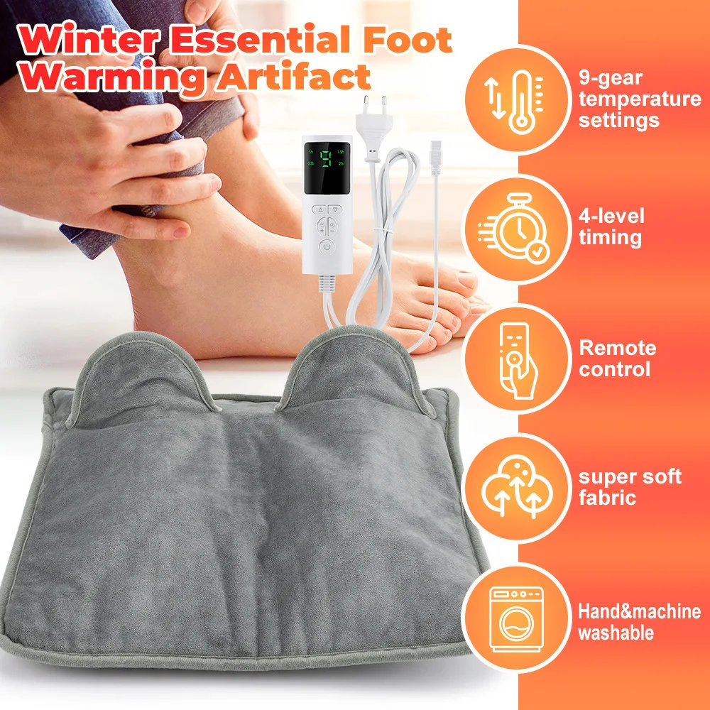 9-Level Temperature Adjustment 4-Level 75WTimed Heating Foot Warmer Pad Fast Heating Intelligent Temperature Control Foot Heater