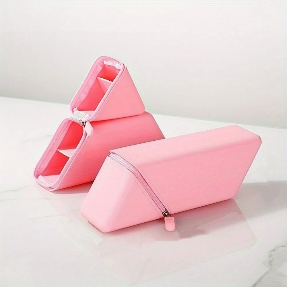 Vertical Silicone Pencil Case Stable Standing Rectangular Stationery Organizer Large Capacity Partitioning Pencil Bag Girls Boys