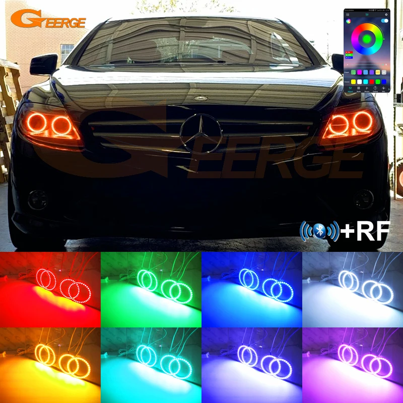 

For Mercedes Benz S Class W216 C216 Cl 600 500 63 65 Amg RF Remote Bluetooth App Multi Color Rgb Led Angel Eyes Kit Halo Rings