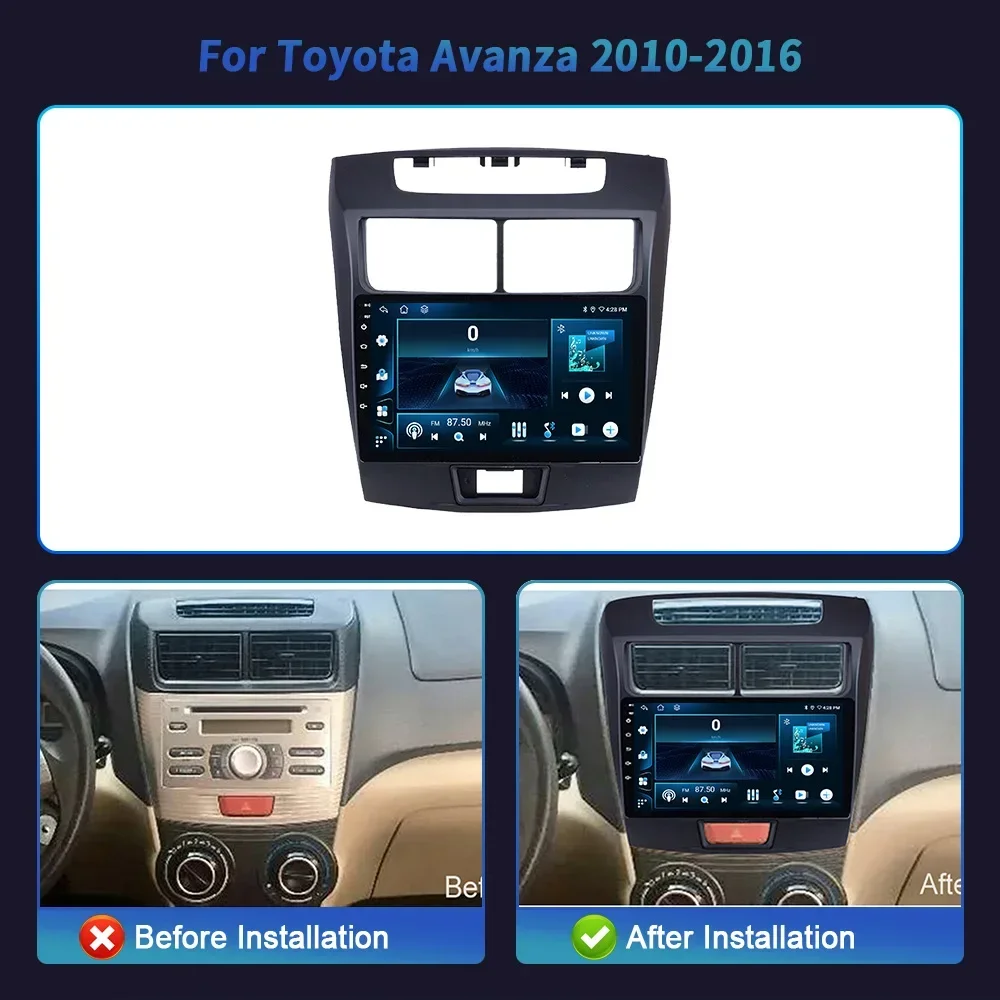 Android 14 For Toyota Avanza 2010-2016 Car Radio Multimedia Video Player Navigation Wireless CarPlay 4G GPS Touch Screen Stereo