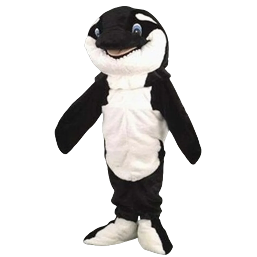 Maskottchen schwarzes Orca-Maskottchen für Erwachsene, Plüsch-Maskottchenkostüm, schwarzer Wal, Meerestier, Kreatur, Maskottchen-Outfit, Anzug 72.