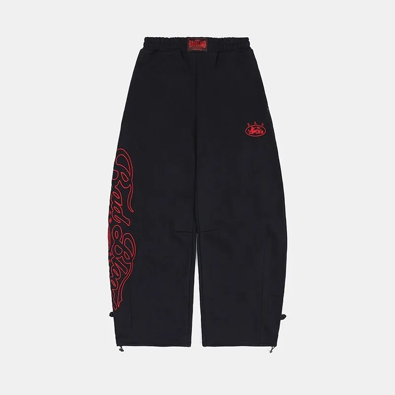 بنطلون نسائي فضفاض بتصميم أمريكي عتيق، سروال رياضي واسع الساق بخصر طبيعي وتصميم فريد