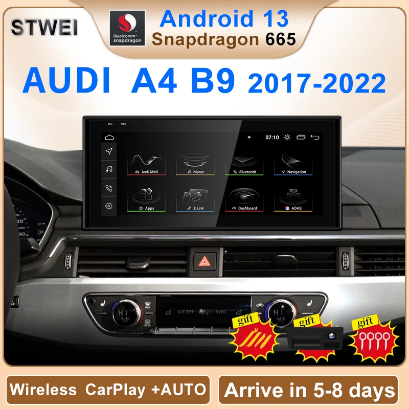 Qualcomm 8G 128G Android13 10.25inch Carplay AUTO For AUDI 2018-2022 A4 A5 S5 B9 Car Video Players GPS Navigation Smart Screen 