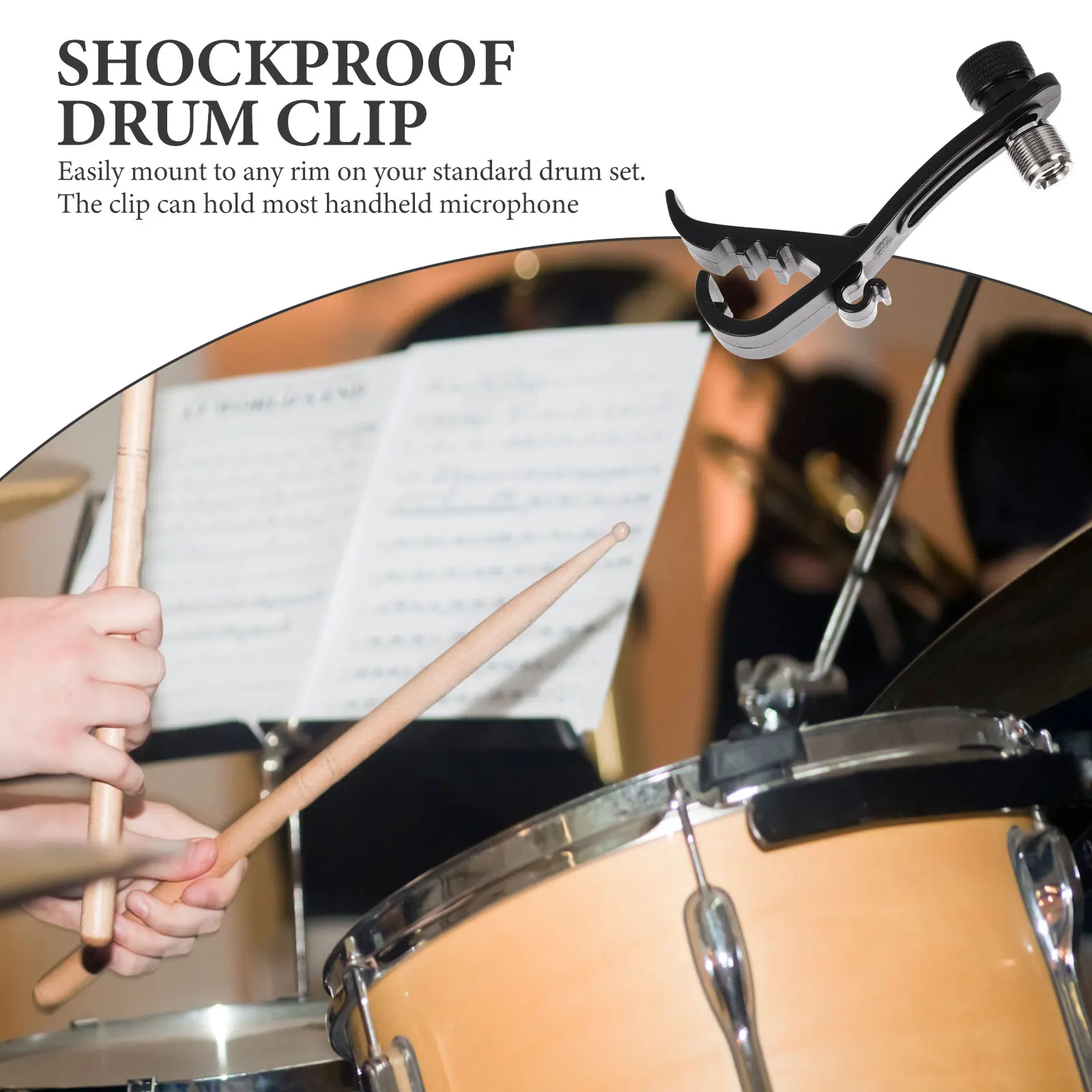 

4pcs Black Drum Microphone Holder Clips Shockproof Lightweight Portable Plastic Alloy Standard Drum Set Musical Instrument