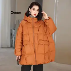 Women 90% White Duck Down Jacket Hooded Autumn Winter Warm Oversize Puffer Coat Casual Loose Thick Parkas Female Outwear