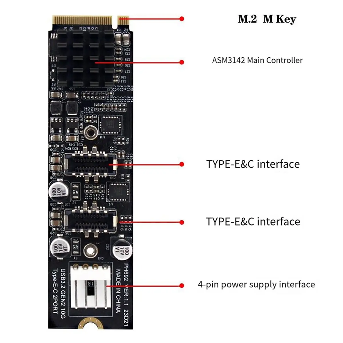 

Адаптер для материнской платы: 10 Гбит/с, двойной порт USB 3.1 Type-E, передняя панель, для карт NVMe NGFF M-Key Express