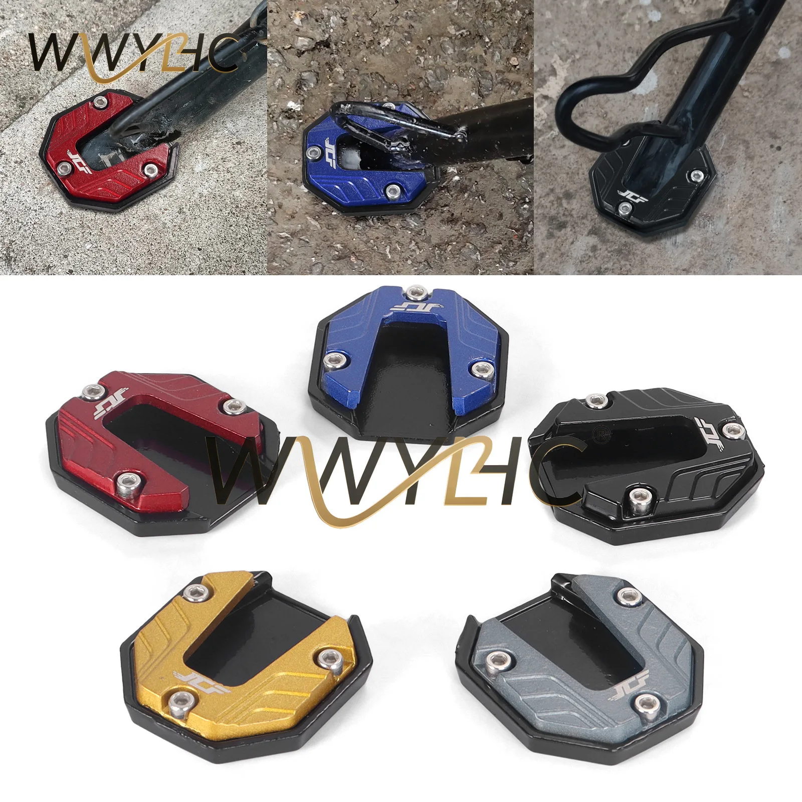 Motorcycle Electric Vehicle Anti-skid Support Base, Side Frame Base Aluminum Alloy Modified Foot Support Enlarged Base