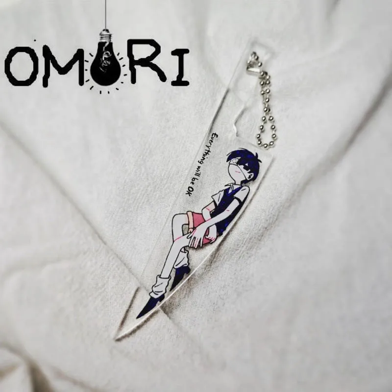 Chaveiro de Cosplay do Jogo Omori Sunny, Pingente de Faca em Acrílico Transparente, Acessórios de Decoração para Bolsa